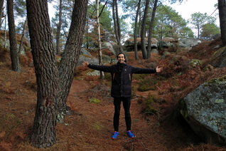 Posing in the beautiful Forest of Fontainebleau during autumn
