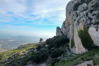 Scenic view over the coastline of Costa Blanca from the Puig Campana round trek